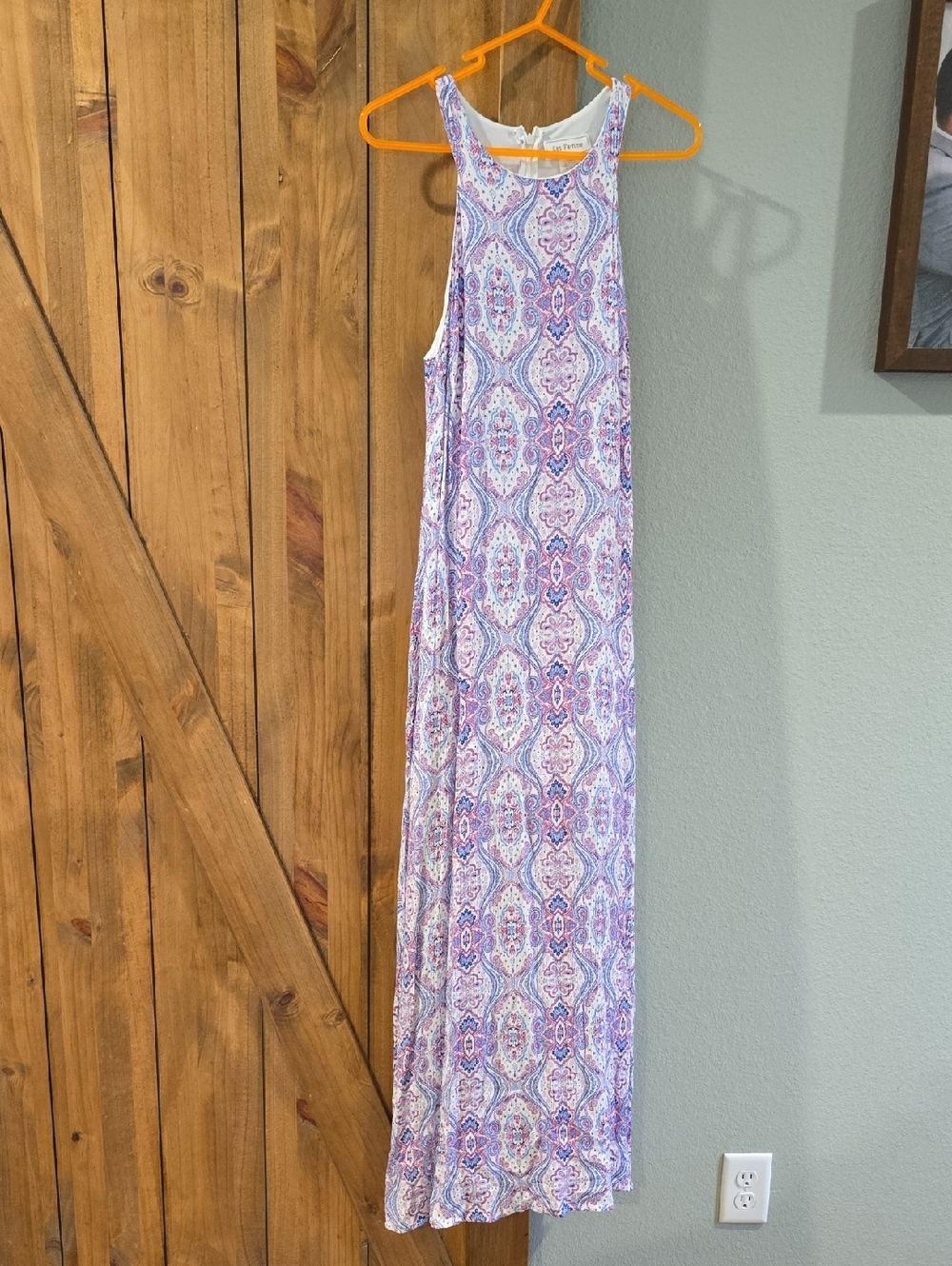 Ces Femme Lavender Paisley Maxi Dress with Pink Accents